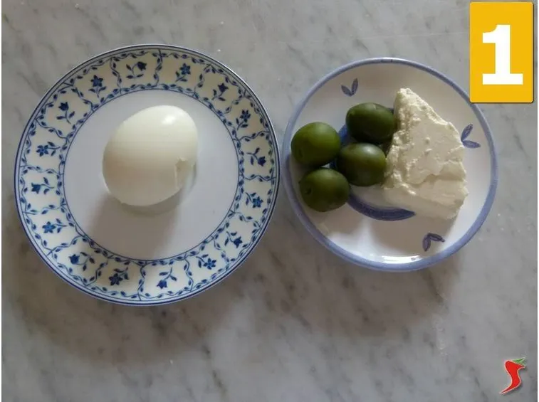 uova sode, philadelphia, olive verdi