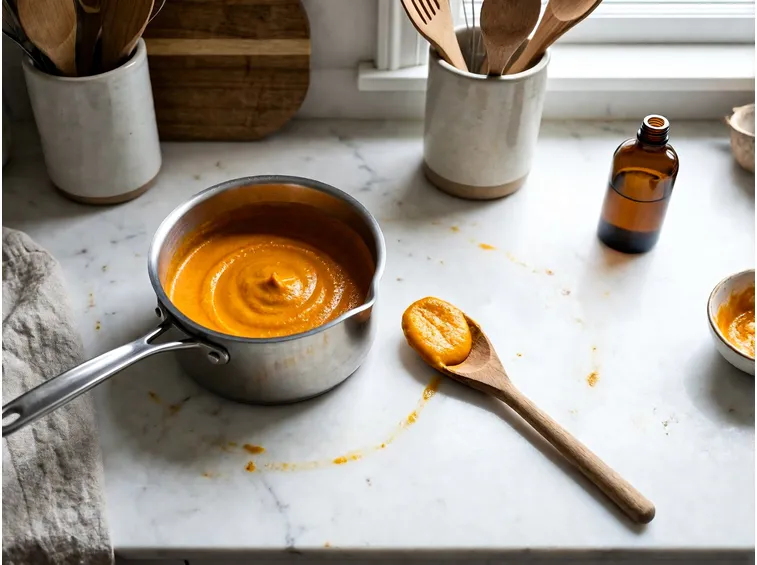 Il procedimento: crema speziata, latte caldo e caffè espresso