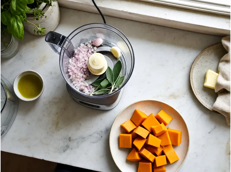 Soffritto, zucca e tostatura del riso nel boccale