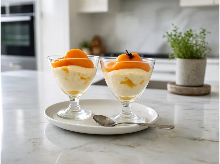 Conservazione e servizio della mousse di cachi senza cottura