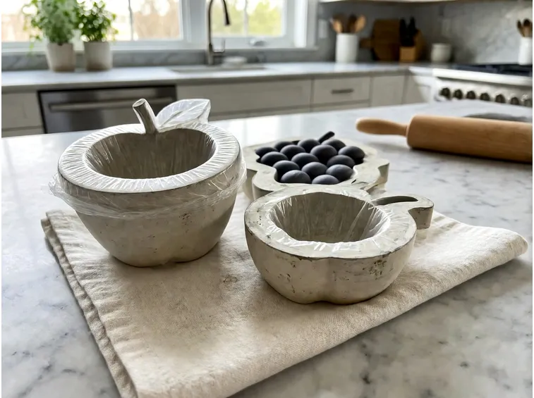 Modellare i frutti con gli stampi di gesso e farli asciugare