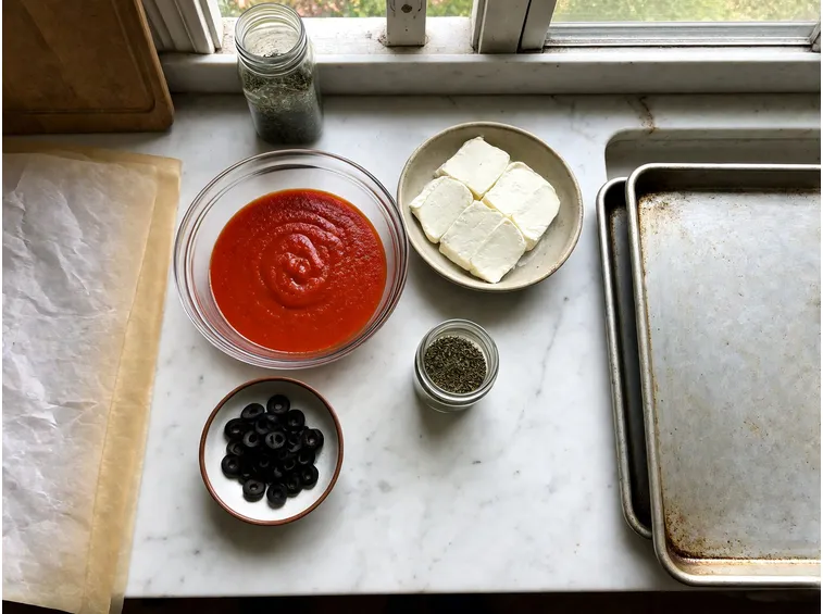 Pomodoro, formaggio e olive: gli ingredienti per le bende e gli occhi