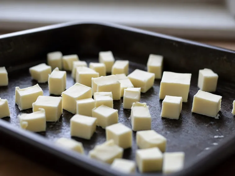 Fiocchetti di burro su teglia