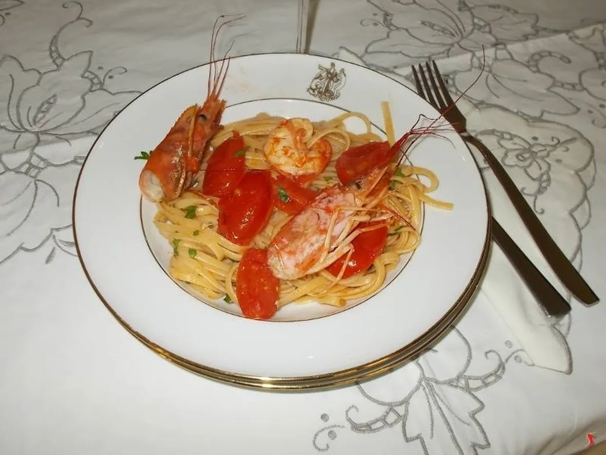Le linguine con le mazzancolle