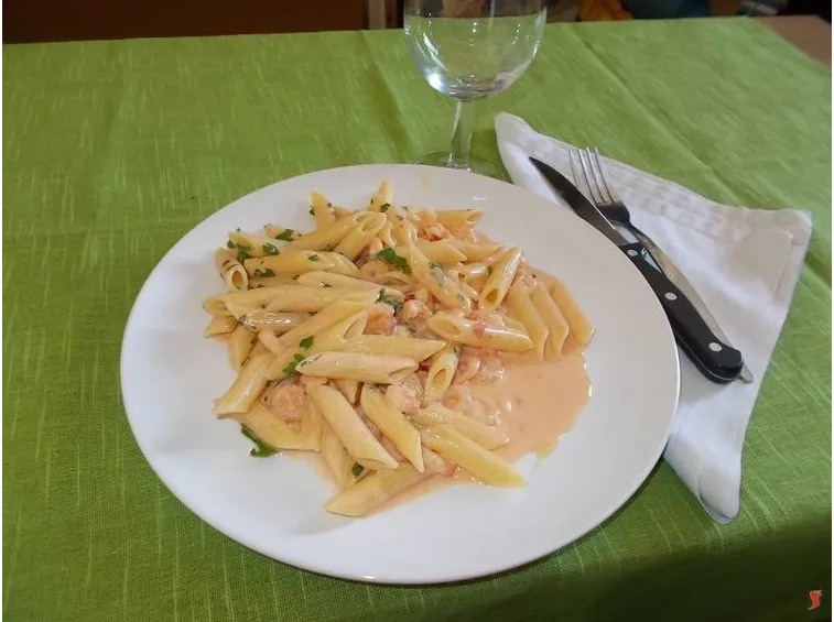 Le penne gamberi e vodka