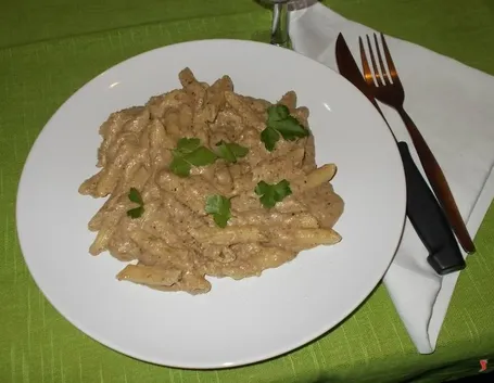 Le pennette con la salsa di funghi