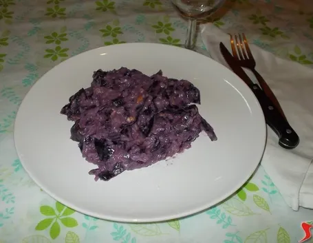 Il risotto con il radicchio e la scamorza
