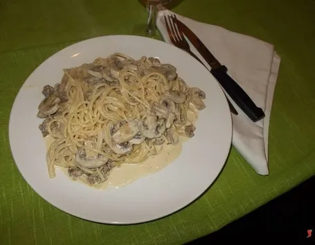 Gli spaghetti con i funghi