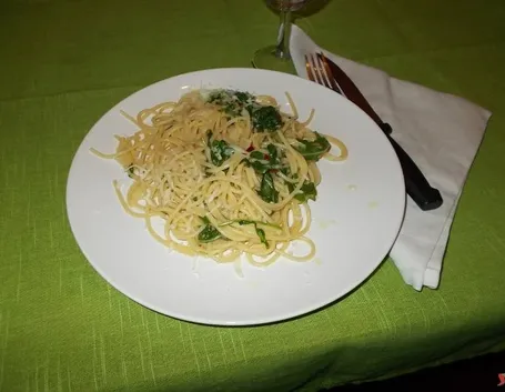 Gli spaghetti con la rucola