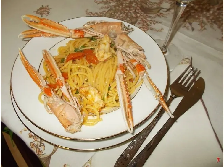 Gli spaghetti con gli scampi
