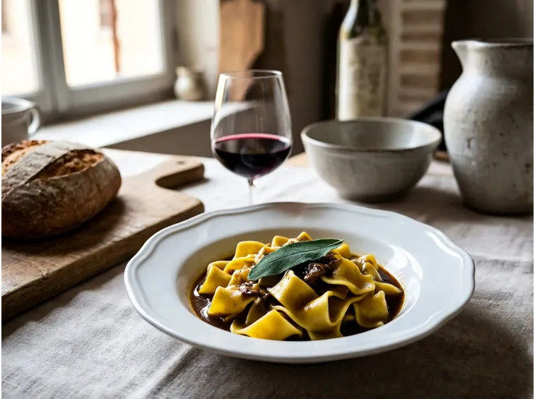 Pappardelle tirate a mano e come servirle in tavola