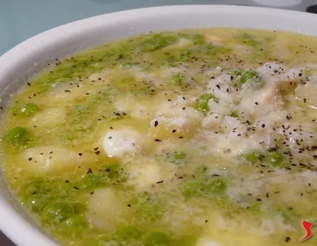 zuppa di patate piselli e riso