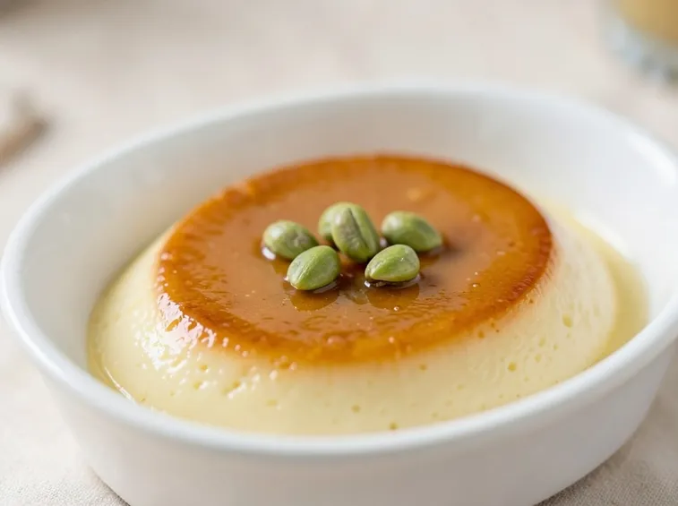 Creme caramel ai pinoli