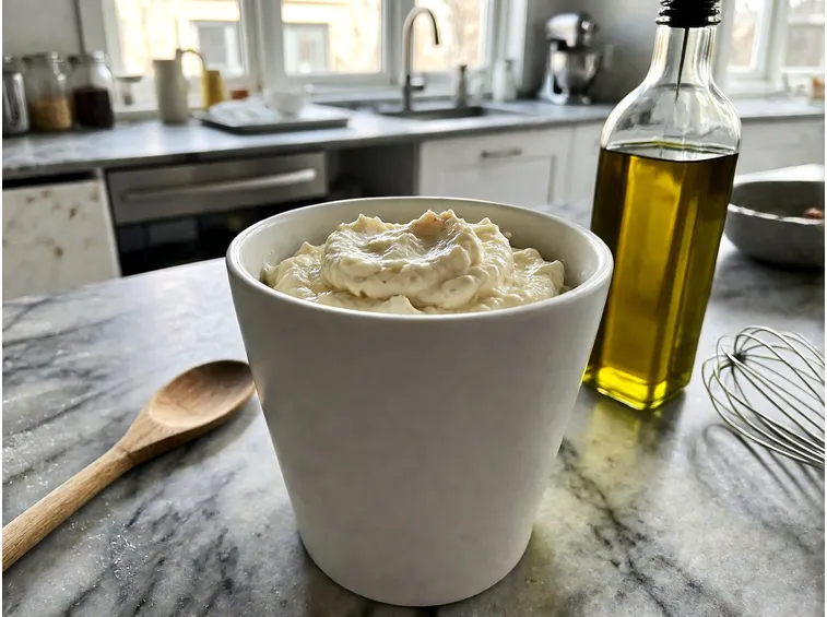 La mantecatura: l'olio a filo per una crema soffice