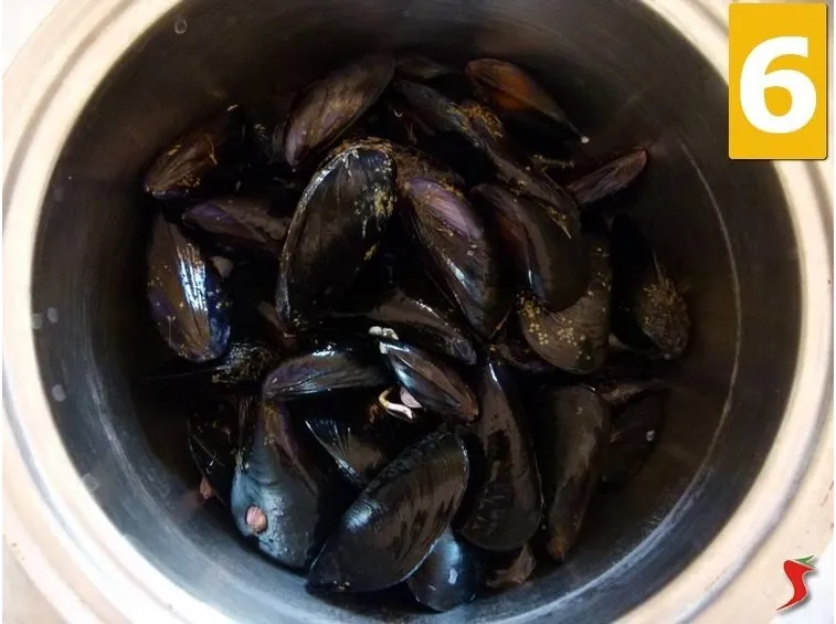 versare le cozze in acqua