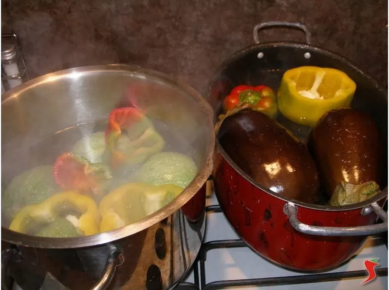 peperoni in acqua calda