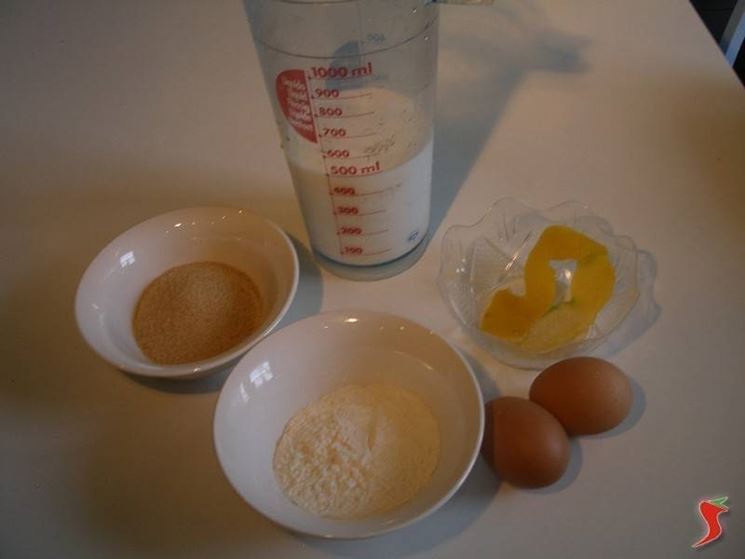 latte uova, zucchero, farina, scorza di limone