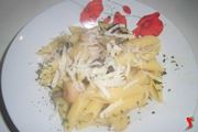 penne funghi, patate, gamberetti 