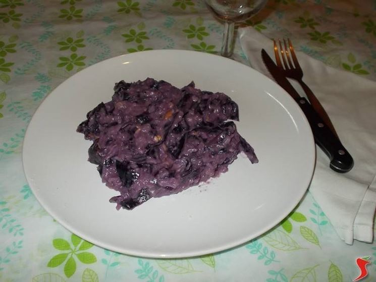 Il risotto con il radicchio e la scamorza