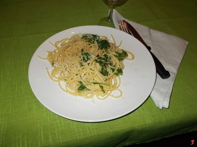 Gli spaghetti con la rucola